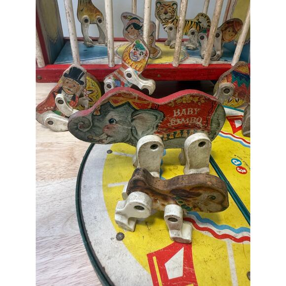 Fisher Price Vintage 1962 Circus Wagon Cage Wooden Animals and Clown Figures JL - Picture 16 of 16